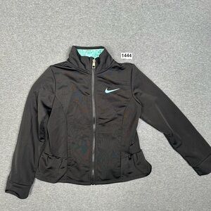 Nike Black Jacket with Teal Logo Kids 6X